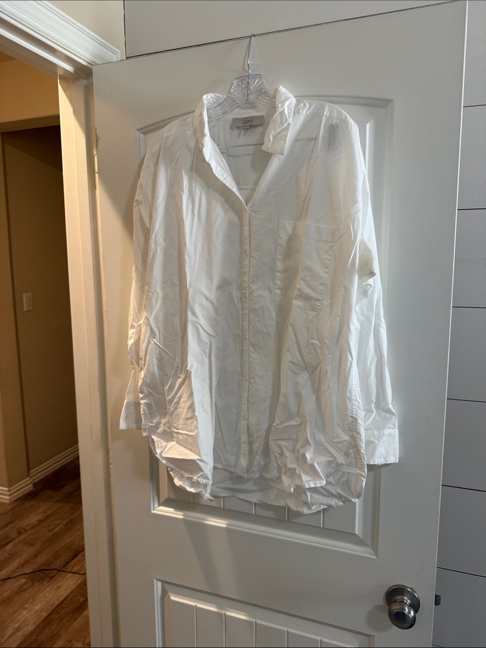 LOFT White Oversized Women's Button-Down Shirt